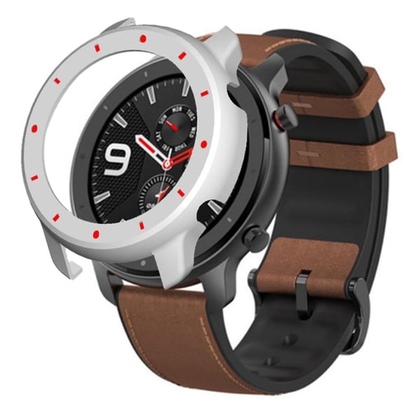 Huami Amazfit GTR 47 mm støtsikkert støtsikkert klokkeveske med tofarget designbeskyttende ramme - Hvit + Rød