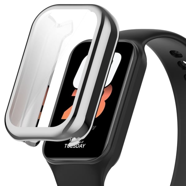 Xiaomi Smart Band 8 Active / Redmi Band 2 Fleksibelt klokkeveske Galvanisering av rammedeksel - Galvanisering Sølv