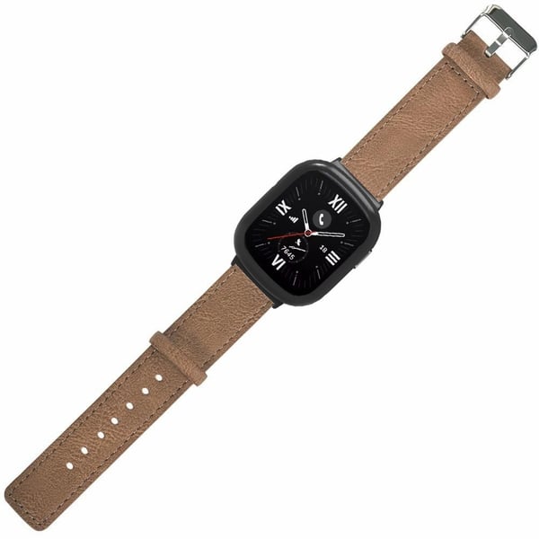 Retro lærklokkearmbånd for Honor Watch 4 Erstatningsrem med klokkeveske - Brun