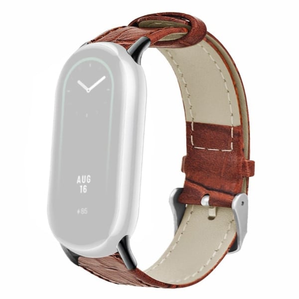 Xiaomi Smart Band 8 / Smart Band 8 NFC Erstatningsrem Bambus Tekstur Cowhide Lærbånd - Brun