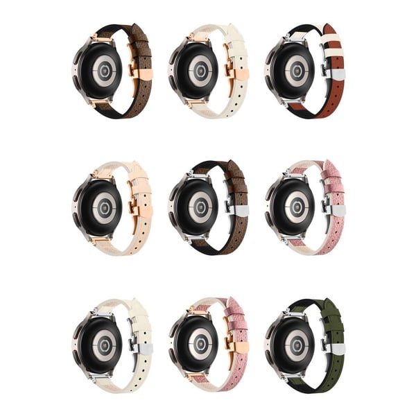 Samsung Gear S3 Classic / Huawei Watch Ultimate / Xiaomi Watch S1 Klokkerem 22mm Silikon og ekte lærklokkerem - Rosa / Sølvspenne