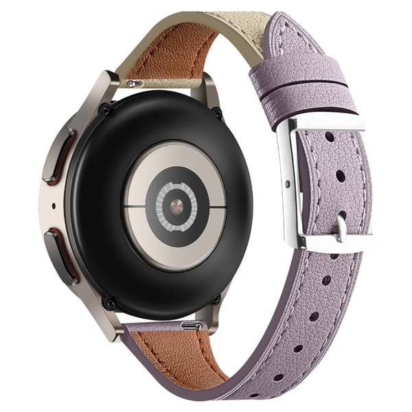22 mm universalrem i ægte okselæder - Lilla + Beige