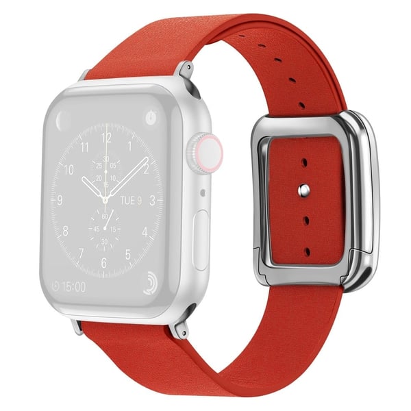 Apple Watch 49mm / 45mm / 44mm / 42mm Herreklokkearmbånd i lær - Oransjerød