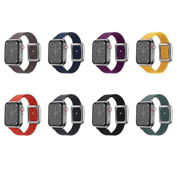 Apple Watch 49mm / 45mm / 44mm / 42mm Herreklokkearmbånd i lær - Svart