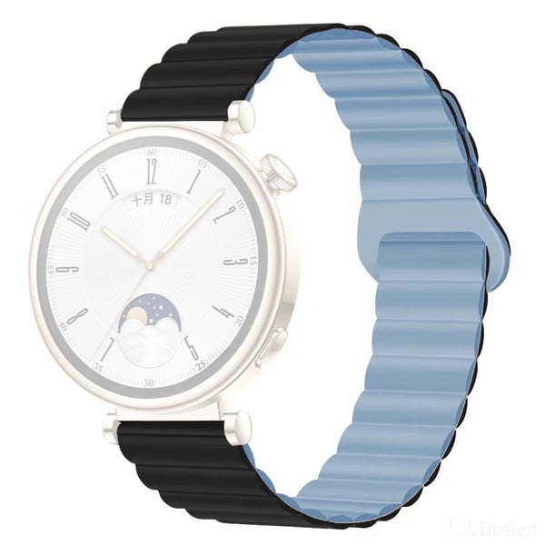 Garmin Forerunner 265S / 255S / Venu 2S Silikonklokkebånd 18 mm magnetisk håndleddsrem - Svart / Innsjøblå
