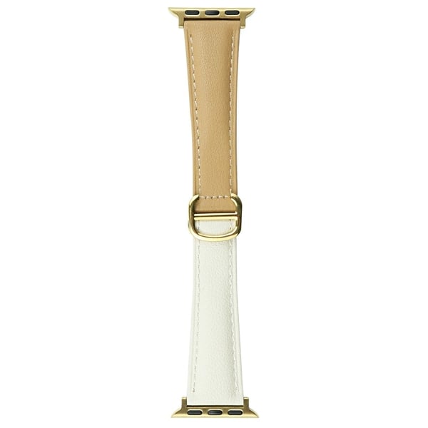 Apple Watch Series 49mm / 45mm / 44mm / 42mm Erstatningsarmbånd i lær - Melkete / Beige