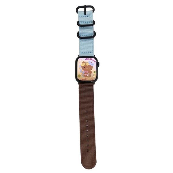 Apple Watch 49 mm / 45 mm / 44 mm / 42 mm klokkerem med rund spenne - Blå + Solbrun