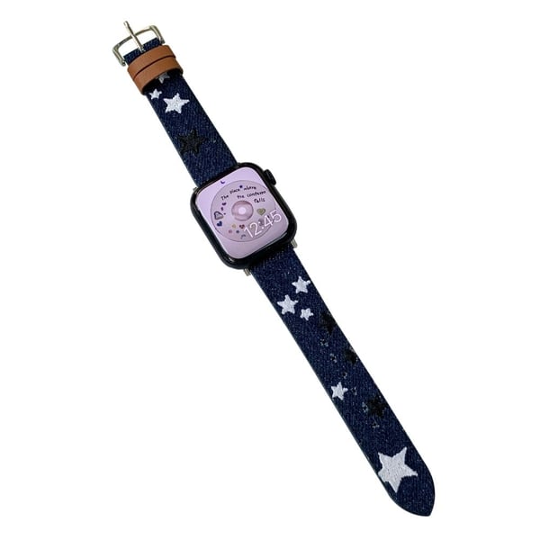Apple Watch 49mm / 45mm / 44mm / 42mm klokkerem - Mus Femtakket Stjerne Mørkeblå Denim Denim