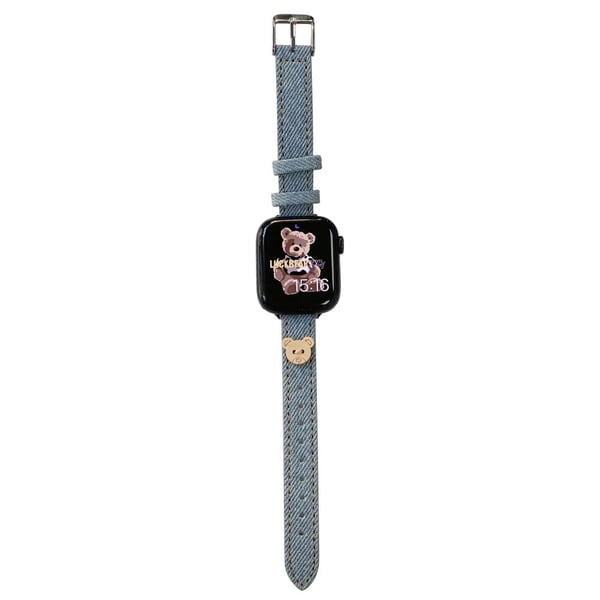Apple Watch 41mm / 40mm / 38mm Denim Bear Slim -kellonauha - Vauvasininen Apple Watch 41mm / 40mm / 38mm Denim Bear Slim -kellonauha - Vauvasininen