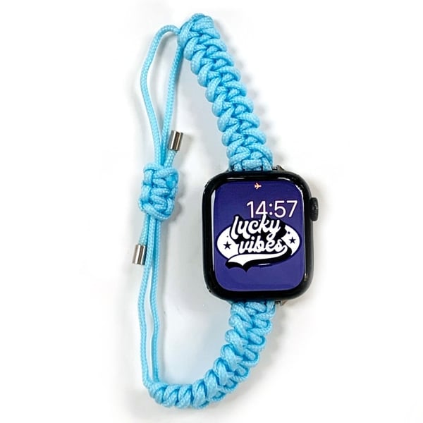 Apple Watch Series 41mm / 40mm / 38mm Flettet tauklokkearmbånd med snor - Blå