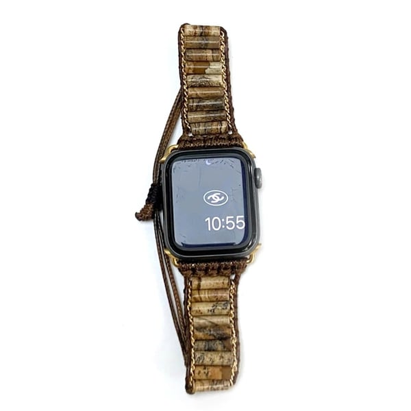 Apple Watch 49 mm / 45 mm / 44 mm / 42 mm Stein- og vevd taubånd - Amber Gul
