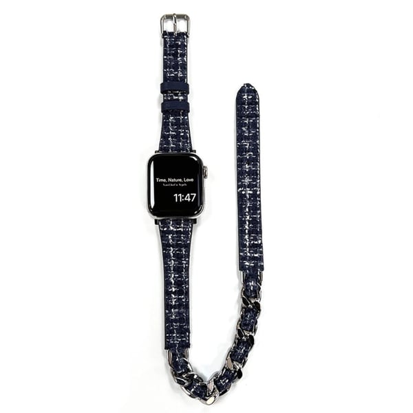 Apple Watch 49 mm / 45 mm / 44 mm / 42 mm klokkerem i lær - Mørkeblå + Mørkeblå