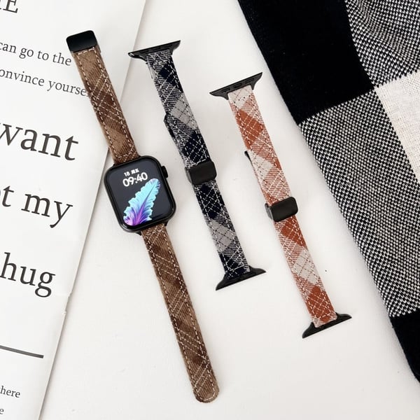 Apple Watch 41mm / 40mm / 38mm Smart Watchband Canvas Magnetic Strap - Svart + Grå