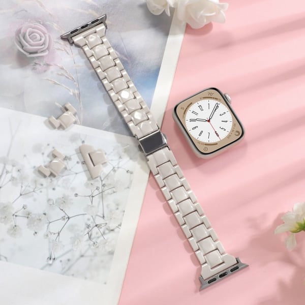 Apple Watch 49 mm / 45 mm / 44 mm / 42 mm armbånd med 3 perler - Gradient Milk Tea