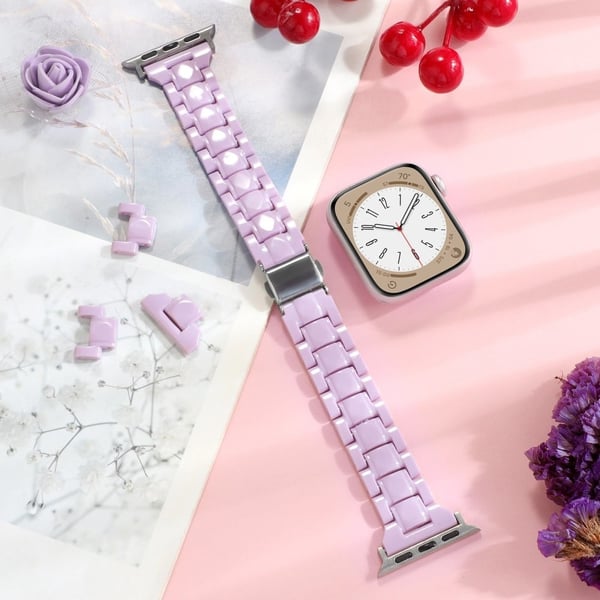 Apple Watch 41 mm / 40 mm / 38 mm harpiksarmbånd med 3 perler - Lilla