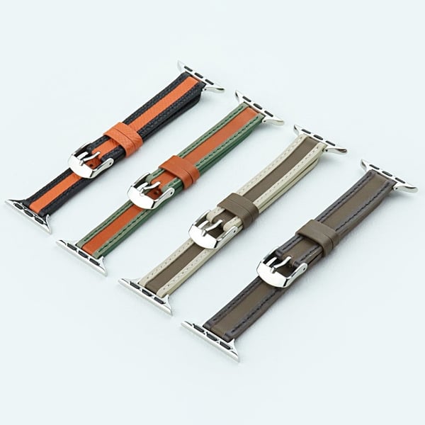 AW Apple Watch 49mm / 45mm / 44mm / 42mm bånd lærrem - Brun + Grønn