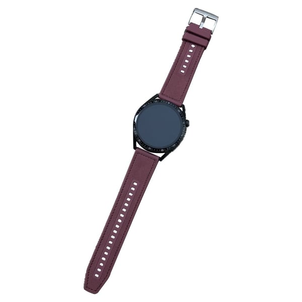 22mm Universal Watch Band Læderbelagt silikone udskiftningsrem med firkantet spænde - Rødvin