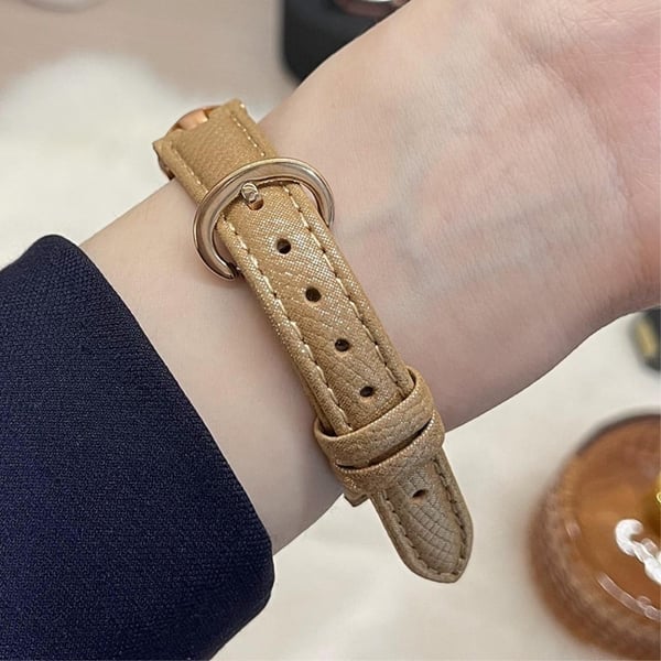 Apple Watch 49mm / 45mm / 44mm / 42mm Justerbar klokkerem i saueskinn - Lysebrun