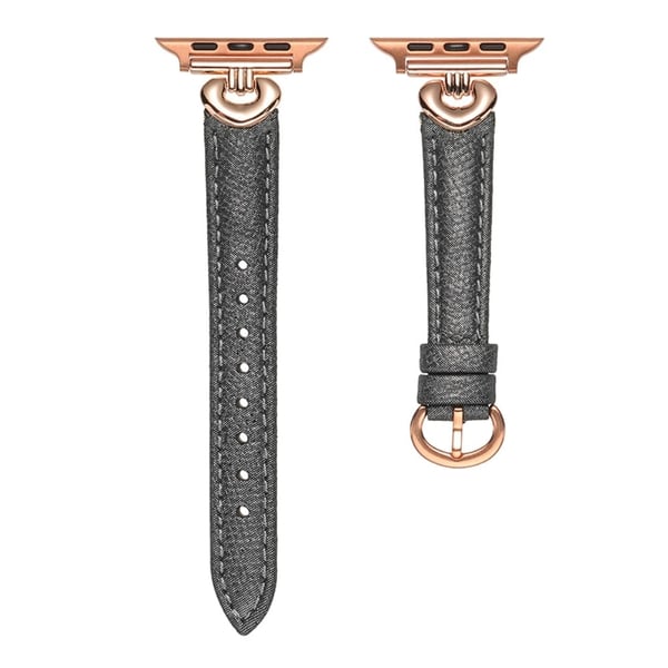 Apple Watch 49mm / 45mm / 44mm / 42mm Justerbar klokkerem i saueskinn - Svart