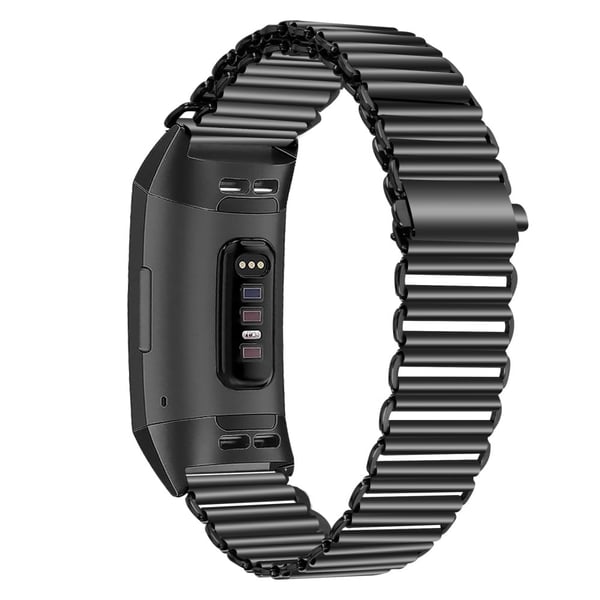Rustfritt stål klokkerem Fitbit Charge 3 / 4 / 3 SE Galvanisering Farge Armbånd - Svart