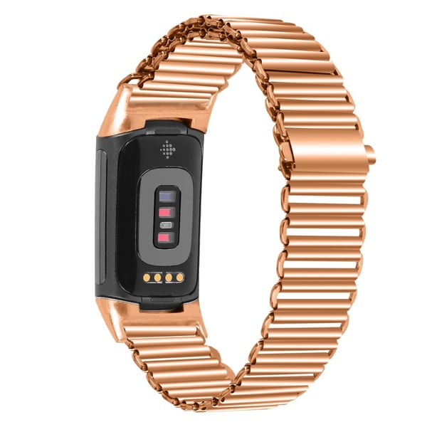 Fitbit Charge 5 / 6 ruostumattomasta teräksestä katsella hihna galvanointi väri rannekorun rannekorun Band - Ruusukulta