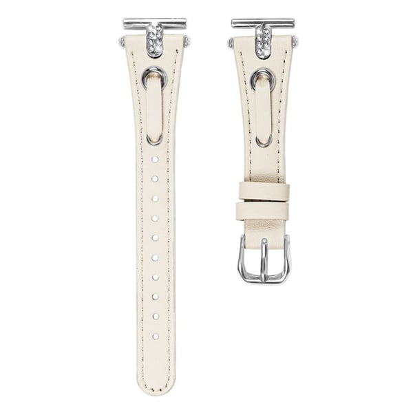 Pebble Time Round / Pebble 2 Erstatningsarmbånd Rhinestone Decor Genuine Cow Leather Watch Strap - Aprikos