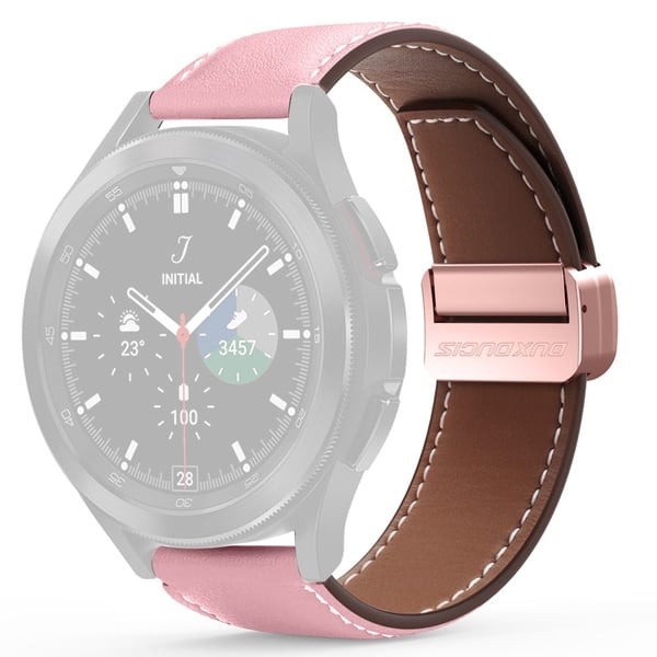 DUX DUCIS YA Series Samsung Galaxy Watch6 / Watch5 / Huawei Watch GT3 Pro 43 mm ekte ku skinnrem 20 mm klokkerem - Rosa