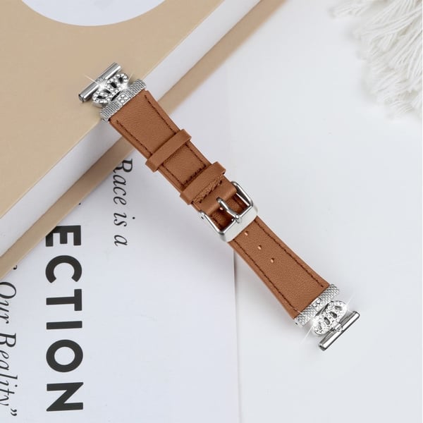 Huami Amazfit Youth Edition 20mm Cowhide Strap Crown Design Watch Band - Brun