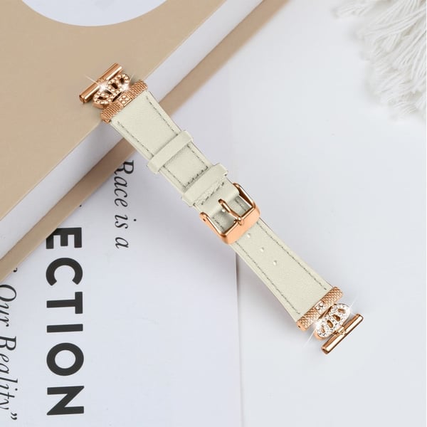 Garmin Vivomove HR / Vivomove Watch Band Rhinestone Decor Cowhide Strap - Aprikos
