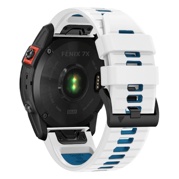 Garmin Fenix 7X Pro / Fenix 7X Dual-Colors Sport Strap Silicone Breathable Wristband - Hvit + Blå