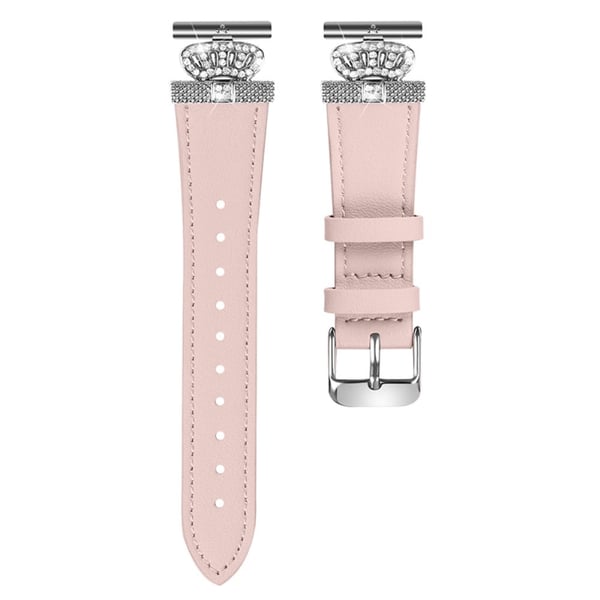 Misfit Vapor Cowhide Watch Band Rhinestone Crown Design Replace Strap - Rosa