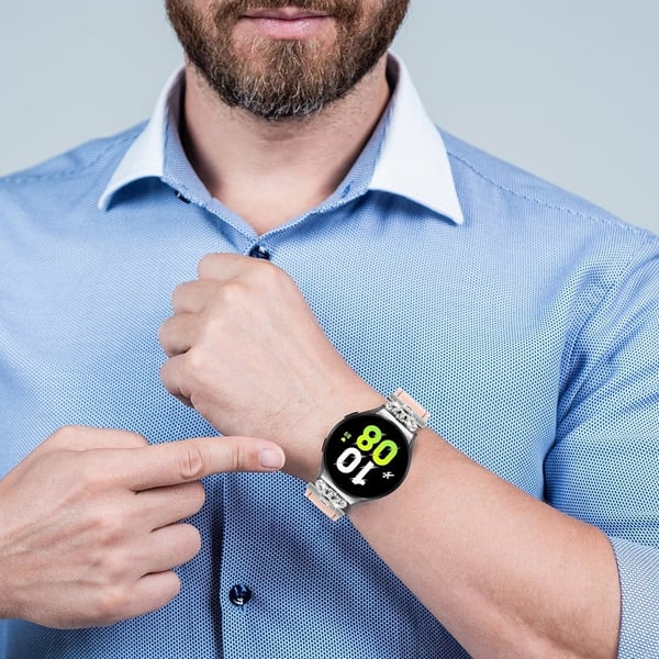 Samsung Galaxy Watch4 Active Classic / Watch 5 Pro Smartklokkearmbånd i ekte okselær - Rosa