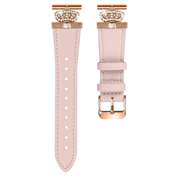 Huami Amazfit Youth Edition 20mm Cowhide Replacement Band Crown Design Strap - Rosa