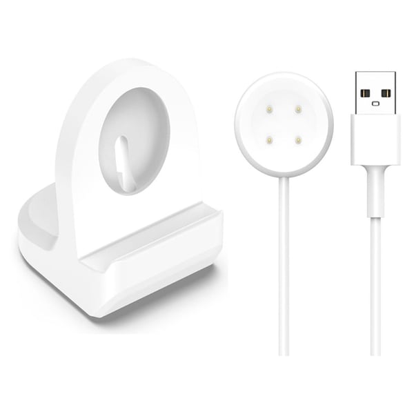 Google Pixel Watch 2 laderholder i silikon med USB-ladekabel sklisikker smartklokklader - Hvit