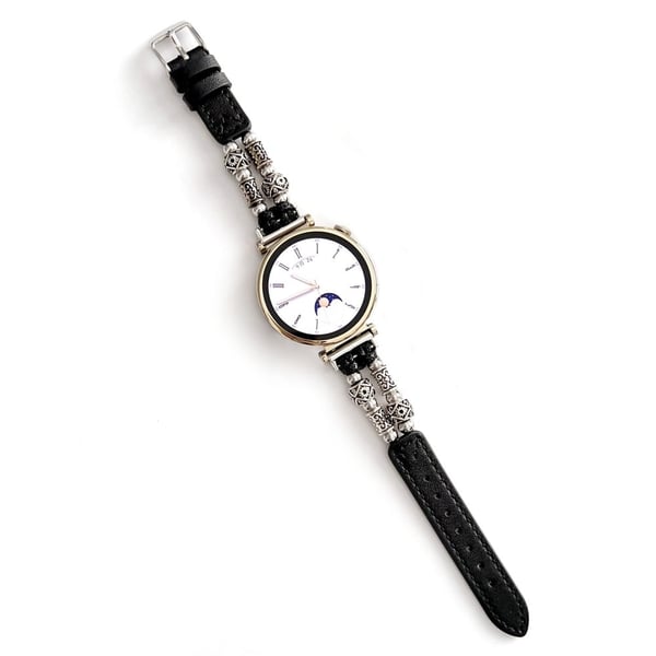 Coros Watch GT 4 41mm / Garmin Venu 3S 18mm Watch Band Vegan Leather Beads Wrist Strap - Svart