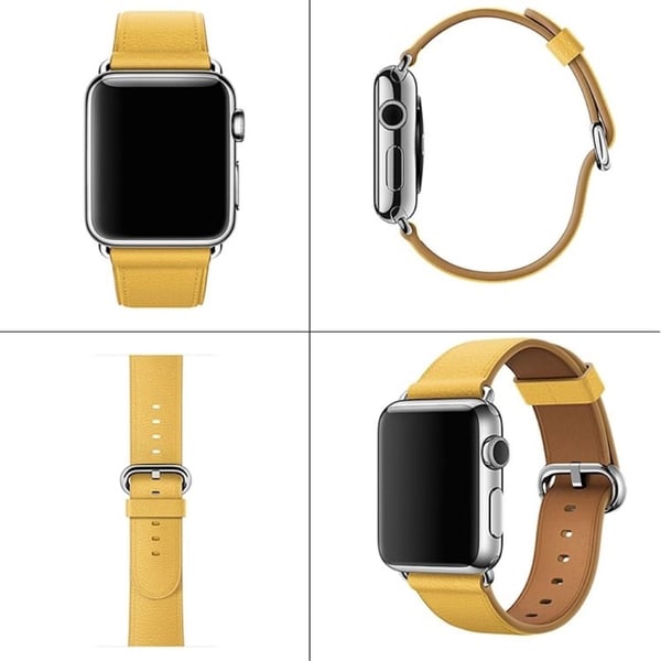 Apple Watch 49 mm / 45 mm / 44 mm / 42 mm klokkerem i ekte okselær - Gul