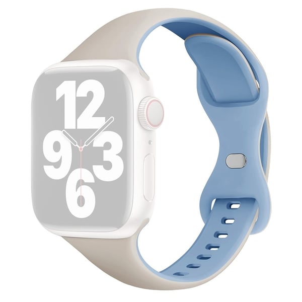 Apple Watch 49mm / 45mm / 44mm / 42mm Silikonklokkerem - Antikkhvit + Blå