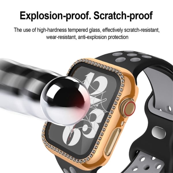 Støtsikkert etui Apple Watch Ultra 49mm / Ultra 2 49mm galvaniserende klokkedeksel med herdet glassfilm - Rosa Rose