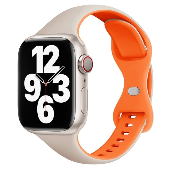 Apple Watch 49mm / 45mm / 44mm / 42mm Silikonklokkerem - Stjernelys + Oransje