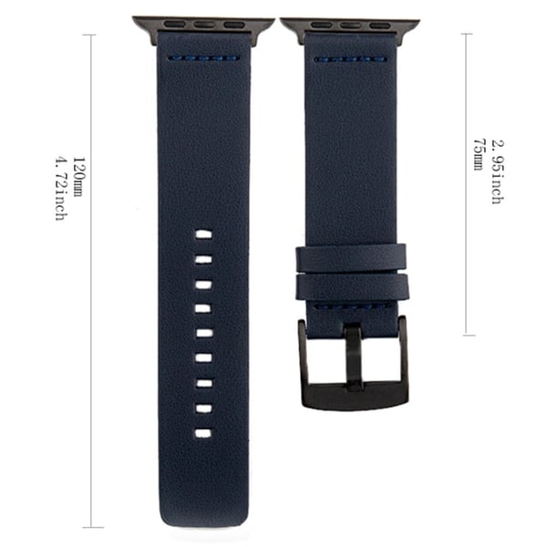 Apple Watch 49 mm / 45 mm / 44 mm / 42 mm urrem i ekte okselær - Marineblå
