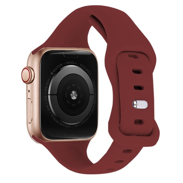 KALEBOL Apple Watch 49mm / 45mm / 44mm / 42mm Slank silikonarmbånd, str: L - Vinrød