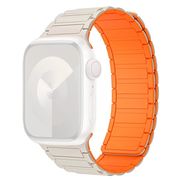 Apple Watch 49 mm / 45 mm / 44 mm / 42 mm silikonarmbånd - Stjernelys + Oransje