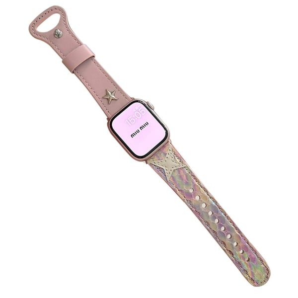 Apple Watch 49 mm / 45 mm / 44 mm / 42 mm klokkerem i mikrofiberskinn - Farge Rosa