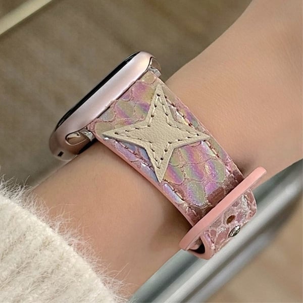 Apple Watch 49 mm / 45 mm / 44 mm / 42 mm klokkerem i mikrofiberskinn - Farge Rosa