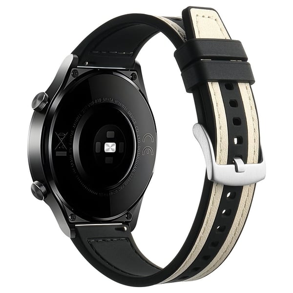 Samsung Galaxy Watch6 Classic 47mm 43mm / GarminActive 5 20mm kellon hihna naudannahkainen silikonihihna - Valkoinen + Musta