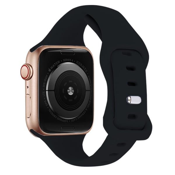 KALEBOL Apple Watch 49mm / 45mm / 44mm / 42mm Slank silikonarmbånd, str: L - Svart