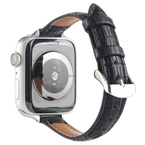 Krokodillestruktur Apple Watch 49mm / 45mm / 44mm / 42mm lærarmbånd - Svart