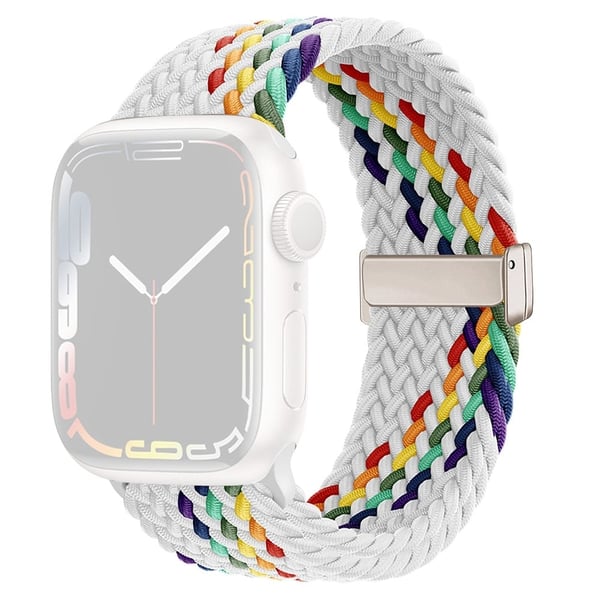 Apple Watch 49mm / 45mm / 44mm / 42mm Armbånd - Hvit Regnbue