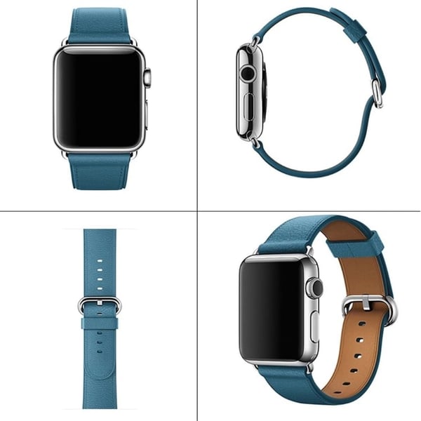 Apple Watch 49 mm / 45 mm / 44 mm / 42 mm klokkerem i ekte okselær - Cyan