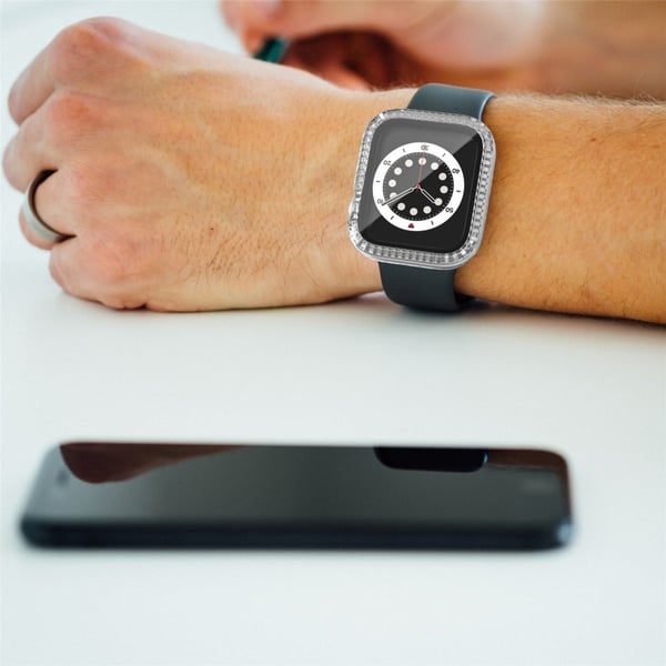 Apple Watch Series 4 / 5 / 6 / SE / SE (2022) 40mm texturerat hårt slagtåligt klockfodral med härdat glasfilm - Transparent